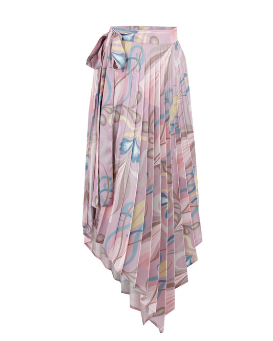 Moonlit serenity - PLEATED BELT SKIRT - PINK PASSION