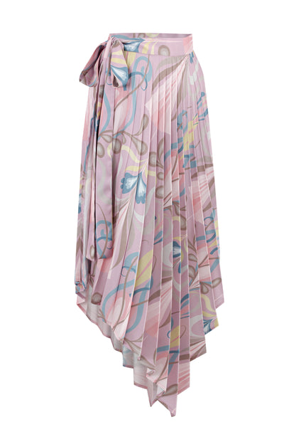 Moonlit serenity - PLEATED BELT SKIRT - PINK PASSION