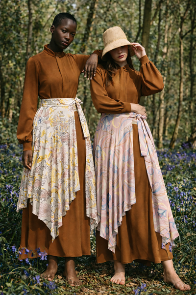 Moonlit serenity - PLEATED BELT SKIRT - PINK PASSION