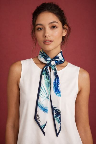 Moonlit serenity - SLIM SCARF - FEATHERS