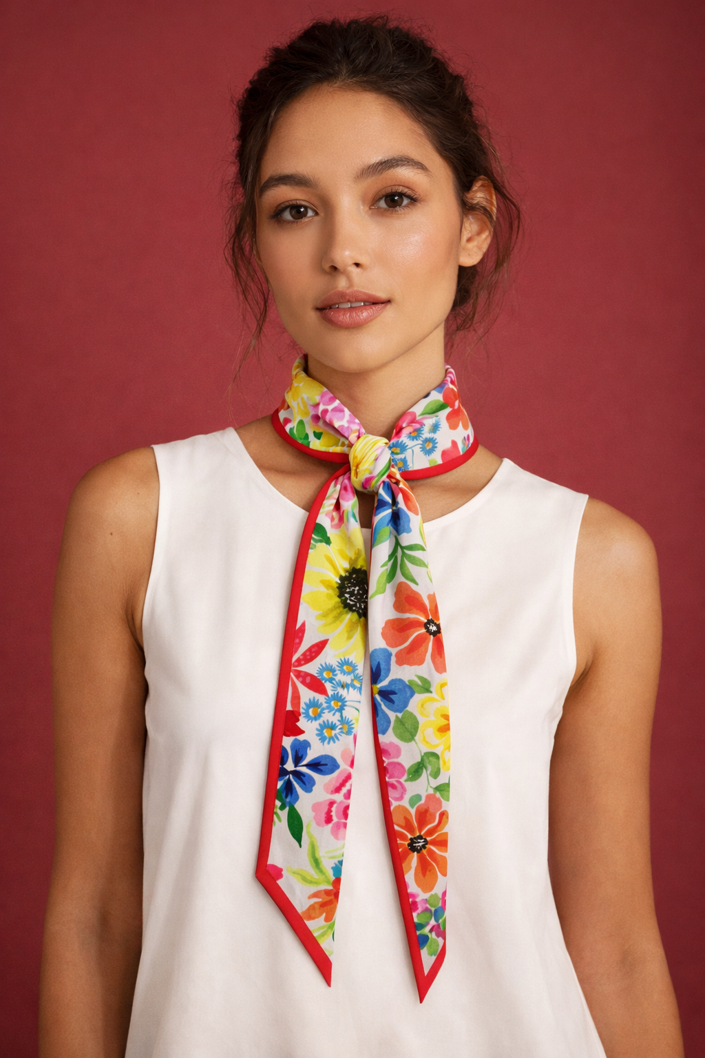 Moonlit serenity - SLIM SCARF - SPRING FLORAL